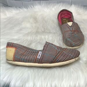 Toms Plaid Canvas Comfort Shoes Size 6.5